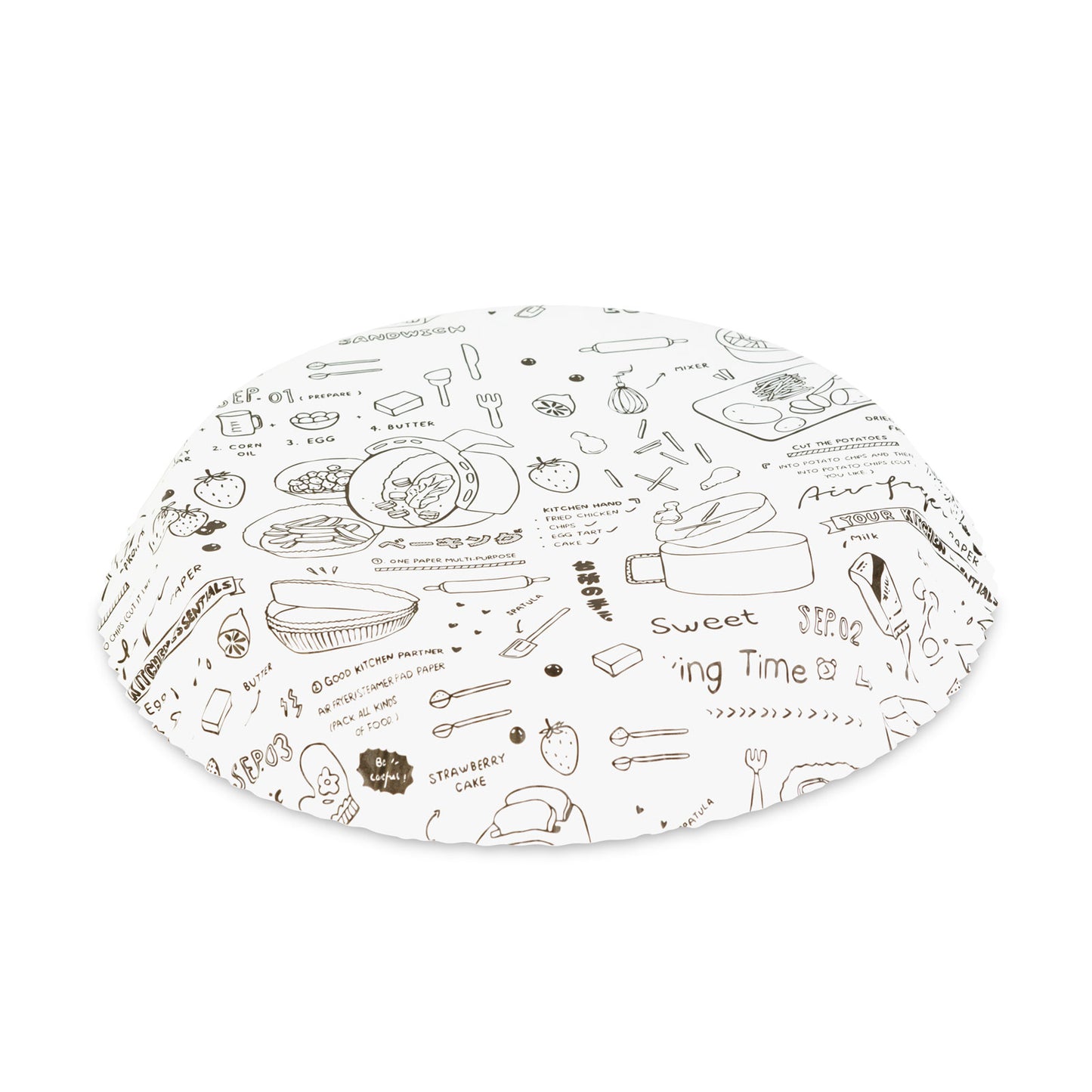 Air fryer sütőpapír – 20 cm kör, 50 db – olaj nélküli sütőkhöz - mintás