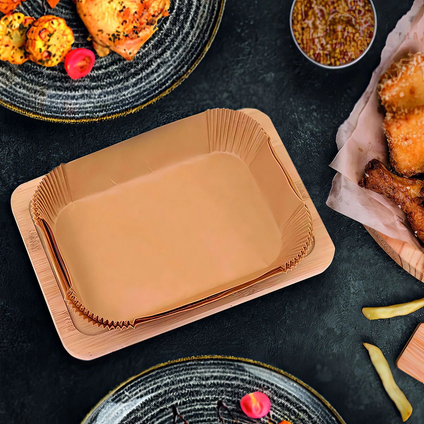 Air fryer sütőpapír (téglalap, 14 × 22 cm) – 50 db/csomag