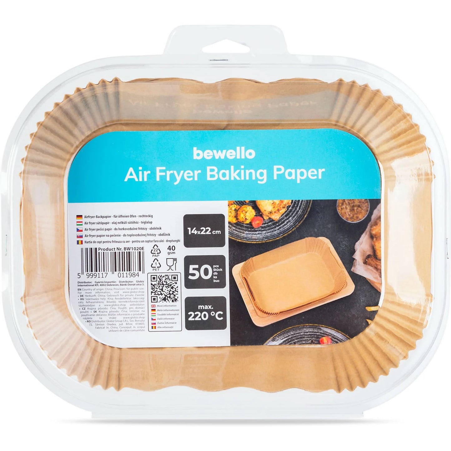 Air fryer sütőpapír (téglalap, 14 × 22 cm) – 50 db/csomag