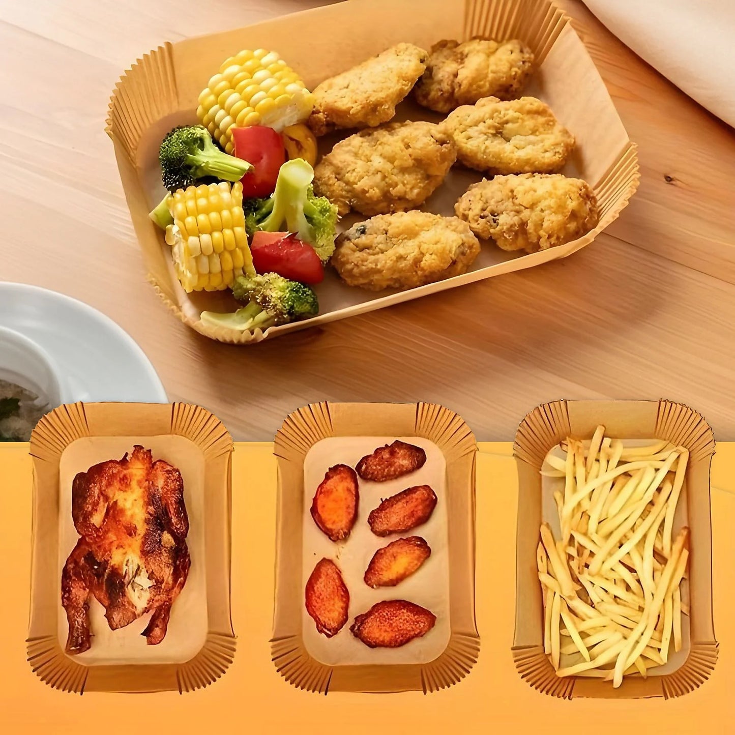 Air fryer sütőpapír (téglalap, 14 × 22 cm) – 50 db/csomag