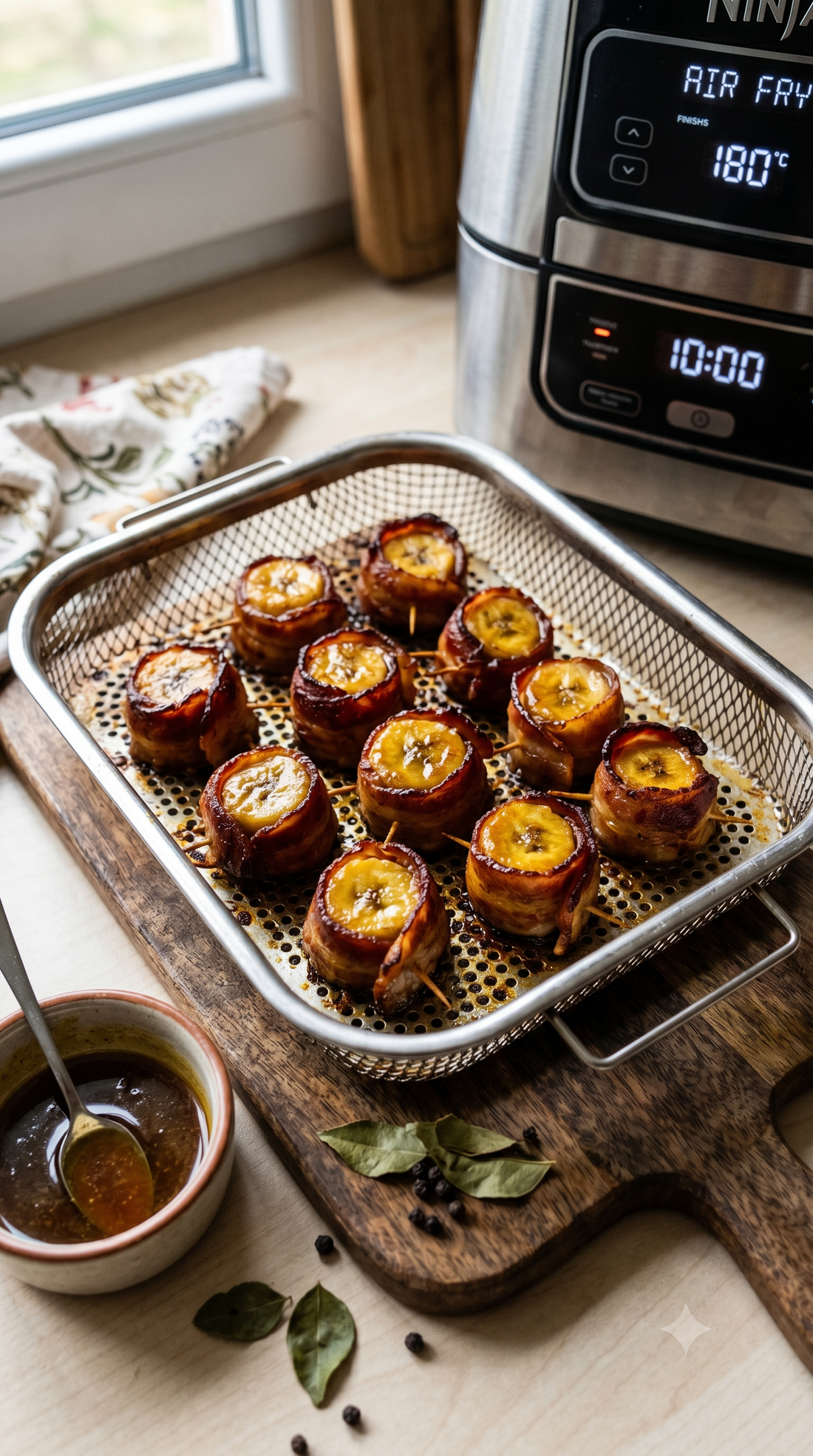Currys-mézes banánfalatok baconben - air fryer recept