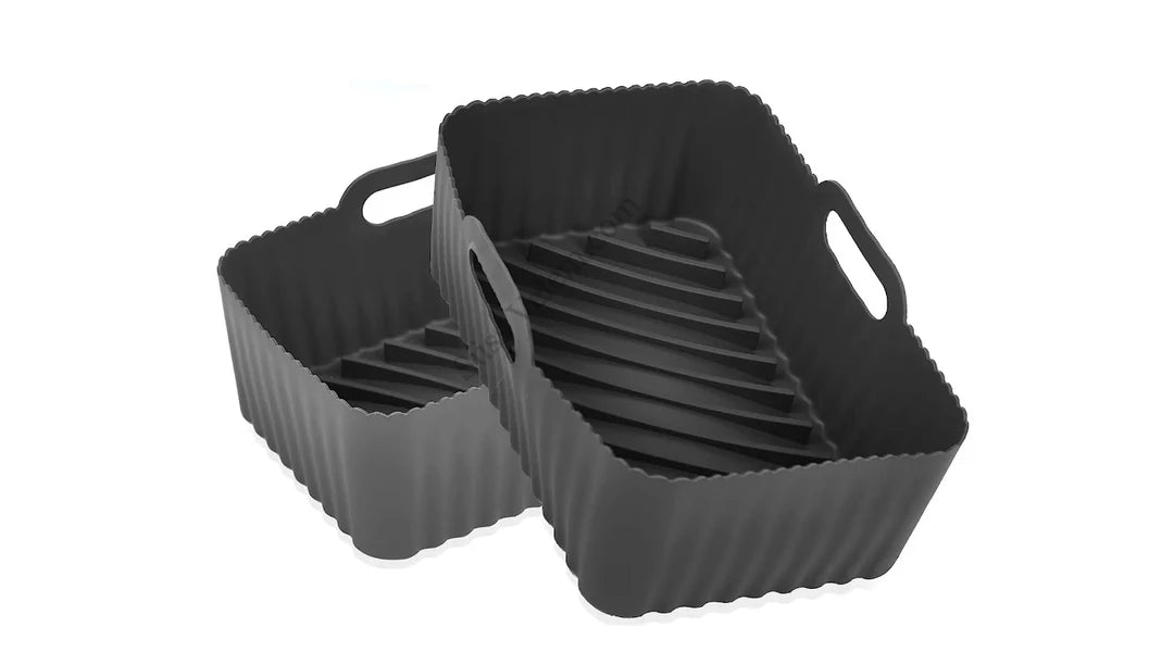 Szilikon air fryer sütőkosár 13x20 cm - 2 darab - fekete