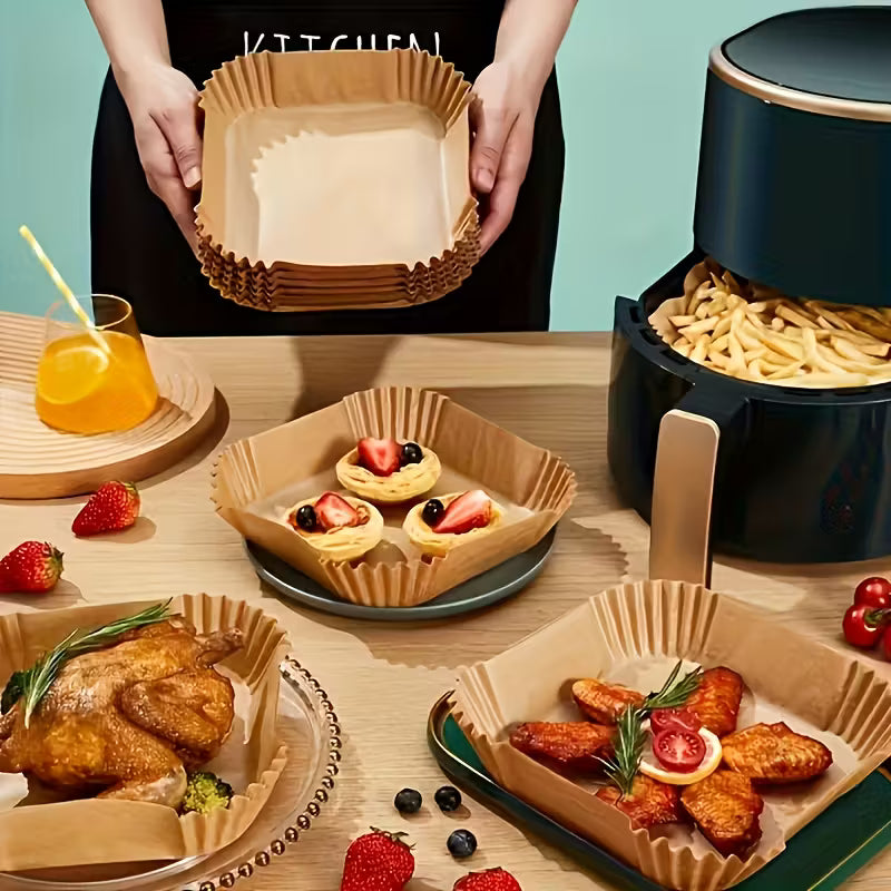 100 db air fryer sütőpapír, 20x20 cm, négyzet
