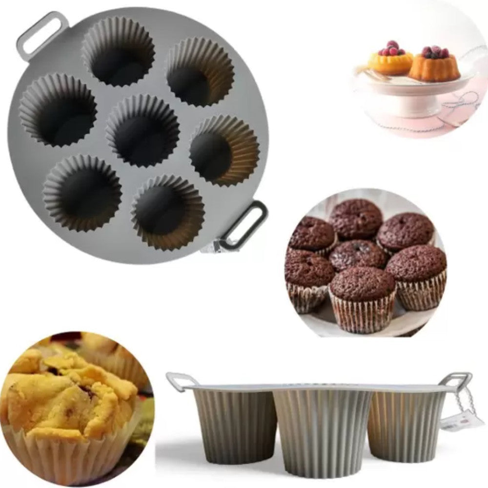 Szilikonos muffinsütő forrólevegős sütőbe recés szélű - 21 cm átmérő