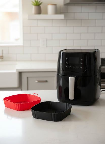Szilikon Sütőforma Air Fryer sütőhöz 20x20 cm oldalú négyzet alakú - piros vagy fekete