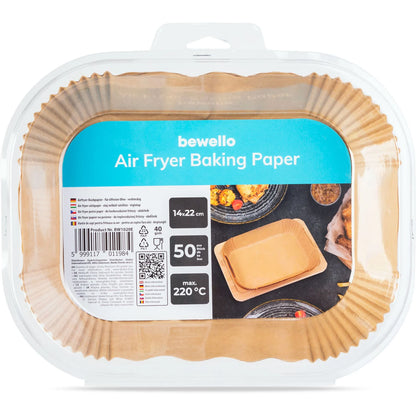 Air fryer sütőpapír (téglalap, 14 × 22 cm) – 50 db/csomag