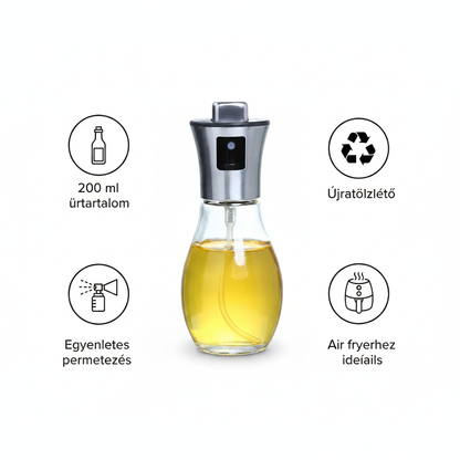Olajspray 200 ml, ezüst színű szórófejjel