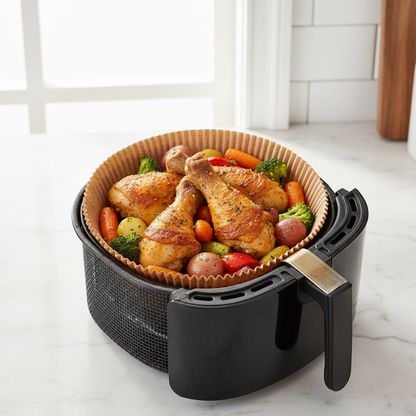Air fryer sütőpapír, 50 db, kör alakú, 23 cm átmérőjű - BW1020D
